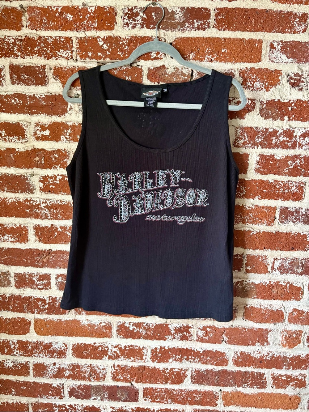Y2K 2008 Harley Davidson Black Bedazzled Tank
